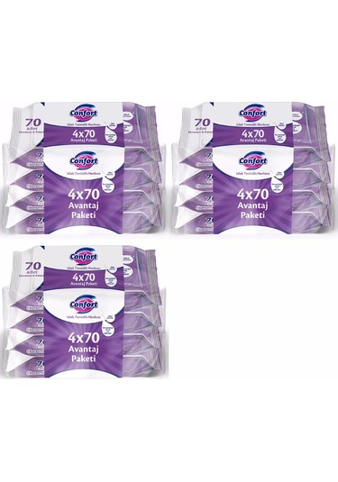 Confort Islak Temizlik Havlusu Mendili Avantaj Paket 4x70 3 Paket