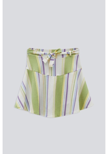 (Kıds) Çizgili Bağcıklı Etek Çok Renkli