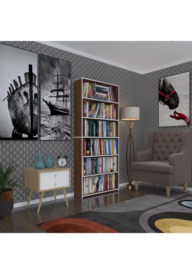 Kenzlife Kitaplık Süper Ga 180 80 19 Cvz 6 Katlı Tek Bölme Çift Bölme Opsiyonlu Ofis Mutfak Banyo Dolabı Arkalıksız