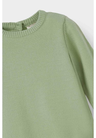 Defacto Kız Bebek Bisiklet Yaka Triko Kazak X8187a225augn1123 Yeşil