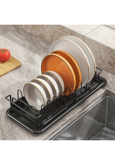 Fastbuy Modern Siyah Mutfak Tezgahı Kurutma Rafı, Ayarlanabilir Bulaşık Süngerliği, Siyah Siyah