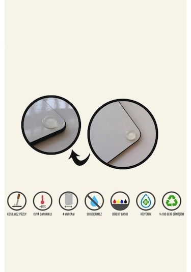 Dekoratif Cam Kesme Tahtası 30Cm X 40Cm Ezgi Mermer Görünümlü