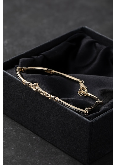 Cenova Kuyumculuk 14 Ayar Altın Panter Figürlü Erkek Bilekliği Sarı Altın