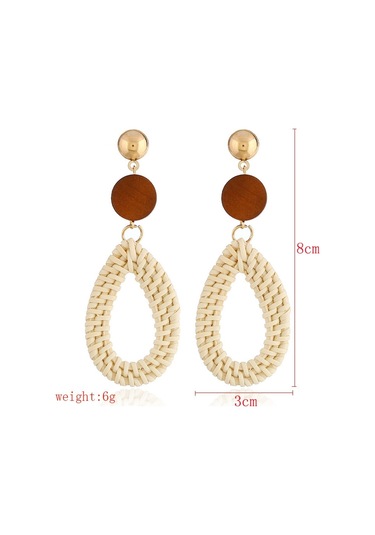 E2002-8 Black Water Drop Bamboo Vine Handmade Woven Earrings Bosomia Style Earrings Gümüş