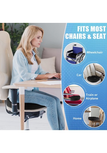 Geeksen "yüksek Yoğunluklu Hafıza Köpüklü Donat Yastık - Hemoroid, Bel Ve Kuyruk Sokumu Ağrısı İçin Rahat Oturma Pedi Siyah " Siyah