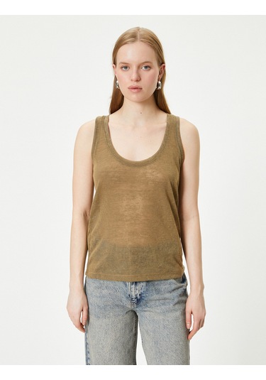 Koton Askılı Atlet U Yaka Standart Kesim Haki 4sak10111ek Haki