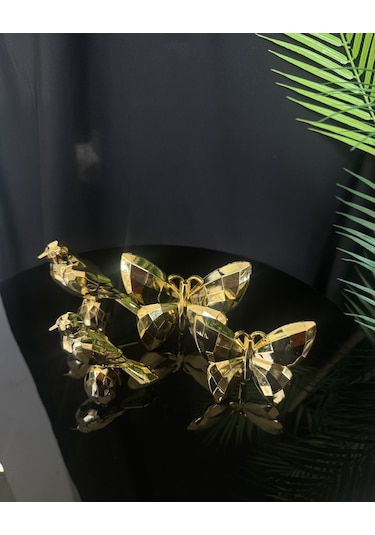 Zenith Dekoratif Kelebek Ve Kuş Gold