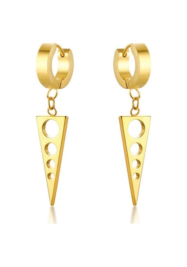 Ehediye Chavin Çelik Sarı Sallantılı Bayan Erkek Küpe Dz45Sr Altın