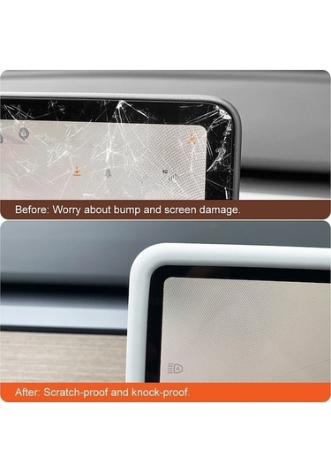 Flybuy Tesla Model3 Ekran Korumu Silikon Çerçeve Siyah, Tampon Kapak