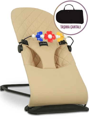 Merfbaby Oyuncaklı Ana Kucağı - Bej - Taşıma Çantalı