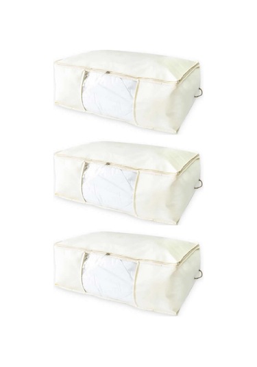 Vedsey 3'lü Set 70x50x25 Cm Krem Hurç Pencereli Krem