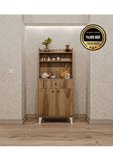 Dekorfim Çok Amaçlı Airfry Dolabı Kahve Köşesi Kahverengi