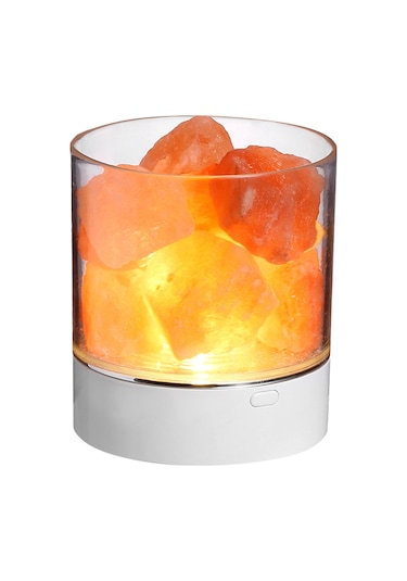 Qingmipy Doğal Himalaya Tuz Lambası - 7 Renkli Led Işık, Usb Şarjlı Hava Temizleyici Dekoratif Aydınlatma Beyaz