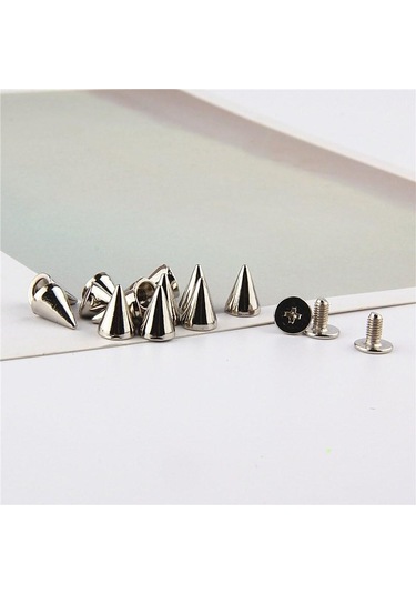 Silver 10 Takım 7 10mm Mermi Koni Renkli Çıtçıt Ve Sivri Giysiler Için Dıy El Sanatları Konfeksiyon Perçinler Deri Çanta Ayakkabı