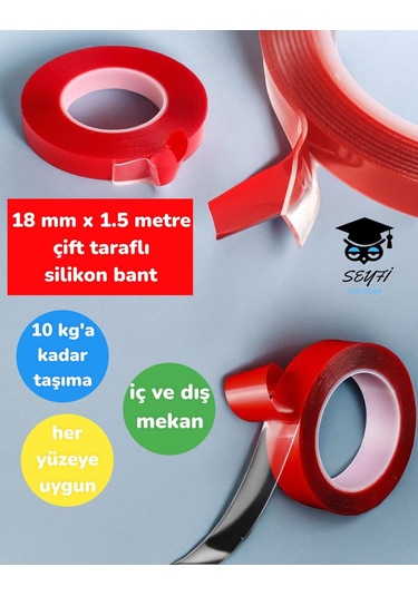 18 Mm X 1.5 Metre Çift Taraflı Silikon Bant Ekstra Güçlü Diğer