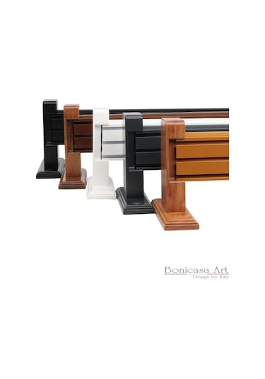 Napoli Ahşap Başlıklı 3 Kanallı Alüminyum Dekoratif Ray Korniş Modern Rustik Beyaz 250 Cm Beyaz