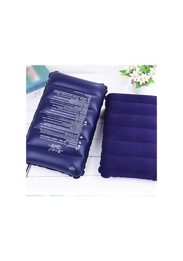 Fosenze Seyahat Ve Kamp İçin Pvc Floklu Yastık - Boyun Ve Lomber Desteğiyle Ofis Dinlenme, Piknik Kullanıma Uygun 46x30x9cm Hava Yastığı Mor