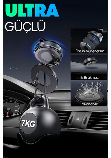 2li Magnetpro 360 Ayarlanabilir Araç İçi Masa Üstü Vakumlu Mıknatıslı Magsafe Telefon Tutucu Siyah Siyah