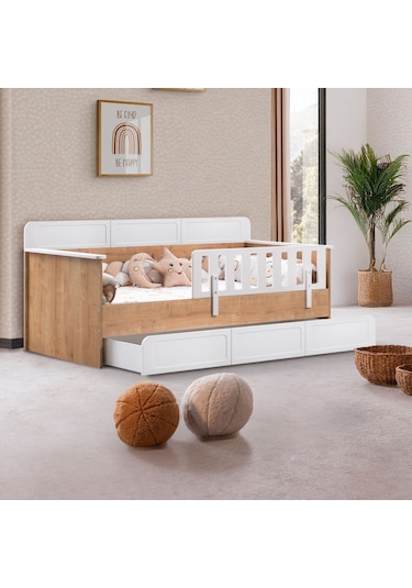 Mira Çocuk Odası Takımı, Mira Yavrulu Karyola, Berlin 3 Kapaklı Dolap - Ceviz Renkli