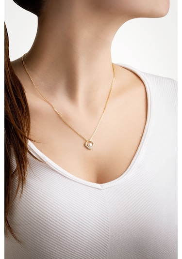 So Chic İnci Zarafeti 18 Ayar Sarı Altın Kaplama Gümüş Seti Sarı