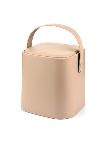 Tuffex Tutma Saplı Iç Kovalı Tezgah Üst Mutfak Çöp Kovası 4 Lt - Latte