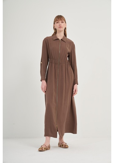Ftz Modal Elbise Kahve 31033 Kahve