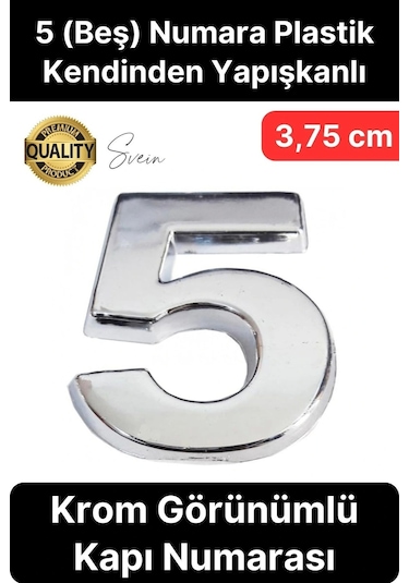 No 5 Kapı Numarası Kendinden Yapışkanlı Masa Dolap Plastik Ev Posta Kutusu Dış Mekan Daire 3,75 Cm