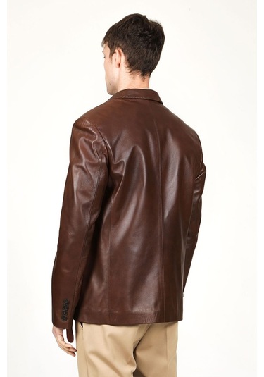 Dericlub E2246 Gerçek Deri Erkek Blazer Ceket-Camel