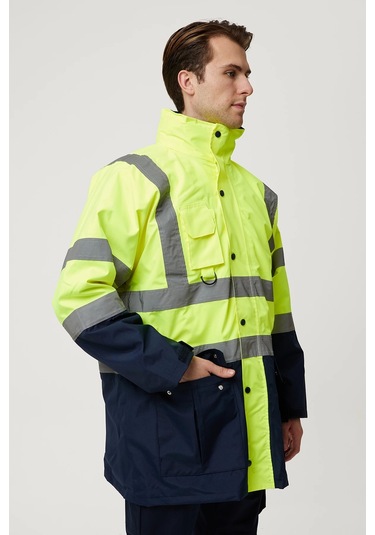 Eradium 5n1 Reflektörlü İş Güvenliği Parkası F.sarı-lacivert