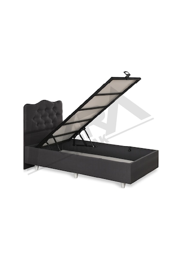 Nero Tek Kişilik Baza Prenses Başlık %100 Çelik+ Mdf 90 x 190 CM