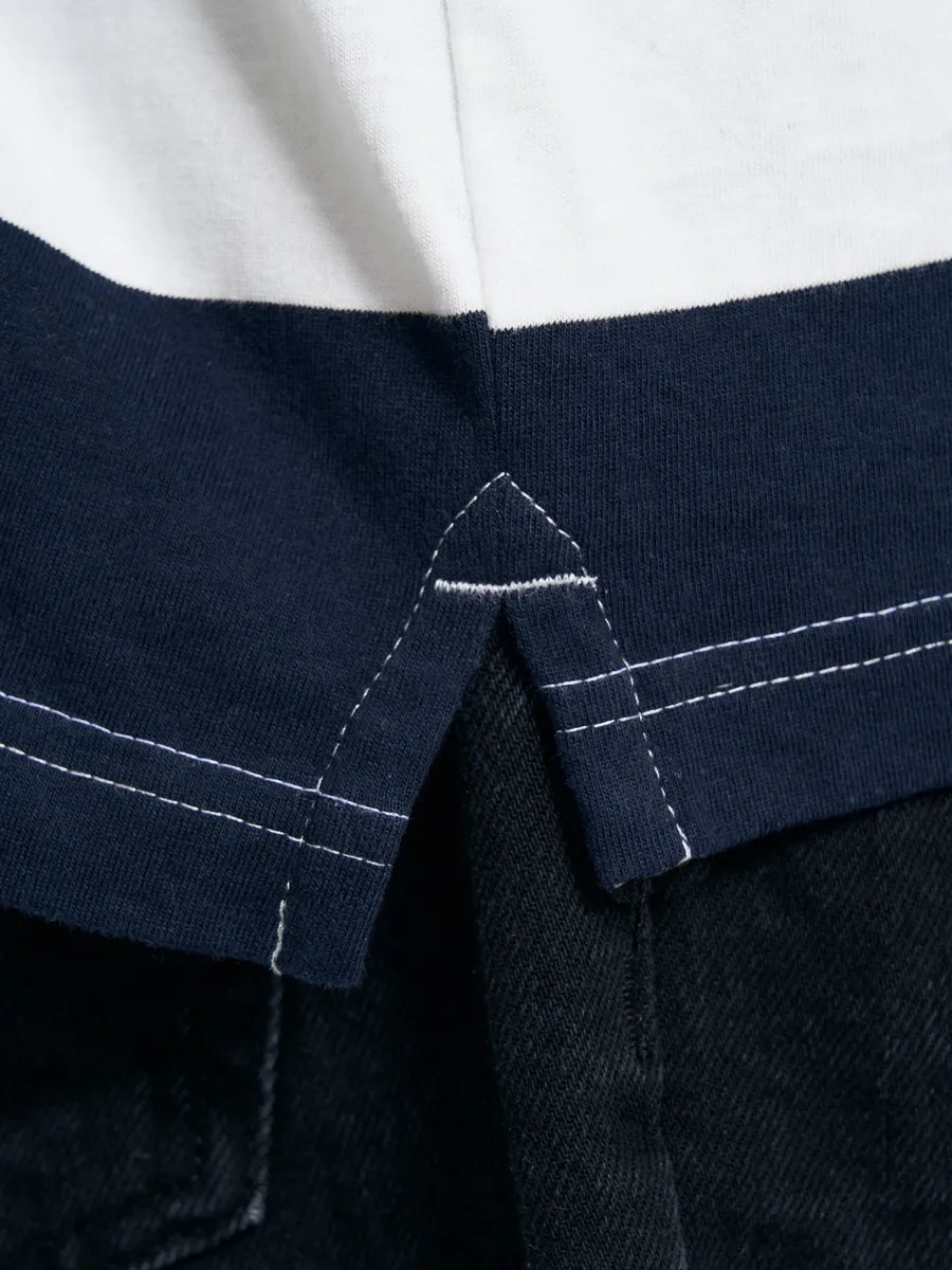 Tvoe Çizgili Polo Yaka Ve Uzun Kollu 330668984 Mavi