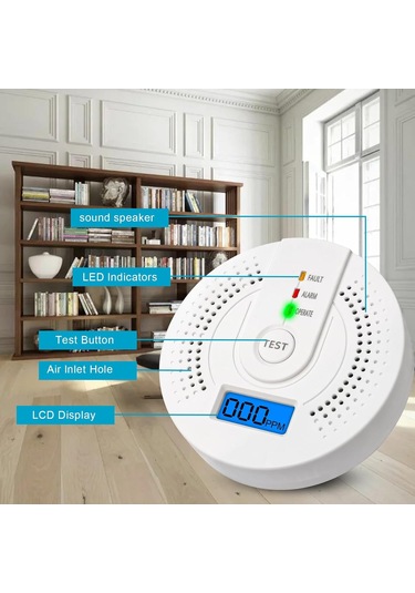 Wezone 2'li Paket Pil İle Çalışan Karbonmonoksit Dedektörü, Dijital Ekranlı Co Alarmı, Ev, Yatak Odası, Mutfak, Ofis İçin Diğer