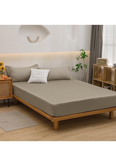 Haki Yatak Örtüsü Gömme Çarşaf Düz Renk Kaymaz Ayarlanabilir Yatak Örtüsü Yastık Kılıfı Olmadan 120x200cm Haki