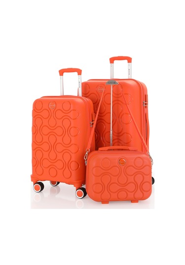 Mçs Polipropilen 3lü Valiz Seti Orta & Kabin & Makyaj V376 S23sy1000052-set 00314 Portakal