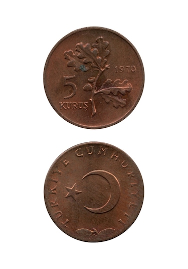 5 Kuruş 1970 Çil Eski Madeni Para