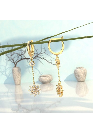 Çiçek Tohumu Altın Kaplama Gümüş Küpe