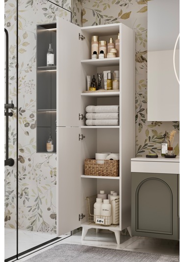 Ramses Çok Amaçlı Dolap - Kiler Dolabı - Banyo Dolabı - Ayakkabılık - Mutfak Dolabı Mdf Beyaz
