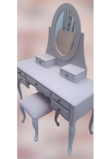 Dresuar Makyaj Masa 7 Çekmece Kayın Aslan Ayak Parlak Lake Gri Hareketli Ayna Kutu Sevk El Yapım Gri Dresuar Makyaj Masa 7 Çekmece Kayın Aslan Ayak Parlak Lake Gri Hareketli Ayna Kutu Sevk El Yapım Gri