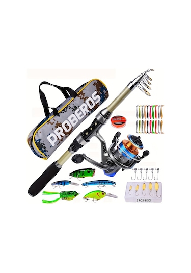 1 Takım Taşınabilir Teleskopik Olta Ve Makara Combo Kiti Siyah