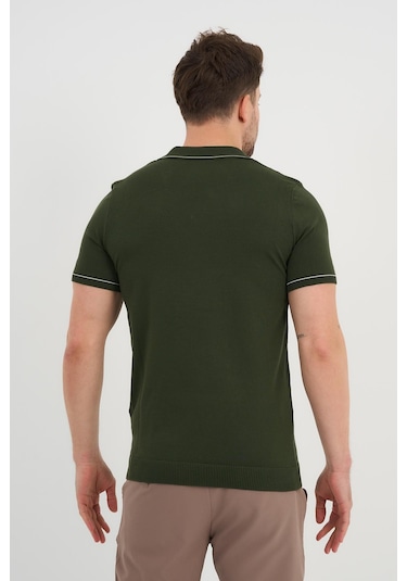 Alexander Gardi Alexandergardı Resort Yaka Triko T-shirt Haki