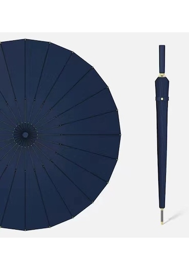 Beautiful Youth 24 Kaburga Tam Otomatik Erkek Düz Renkli Şemsiye 25 İnç - Mavi