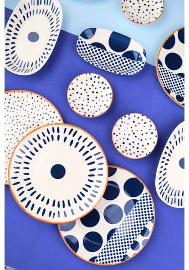 Tabak Evi Porselen Spotty Kahvaltı Ve İkram Takımı 6 Kişilik 14 Parça Çok Renkli