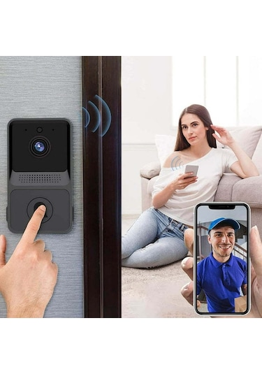 Yifomall Akıllı Wi-fi Görüntülü Kapı Zili: Şarj Edilebilir Pil, Düşük Güç Tüketimi, Z20 Siyah Model