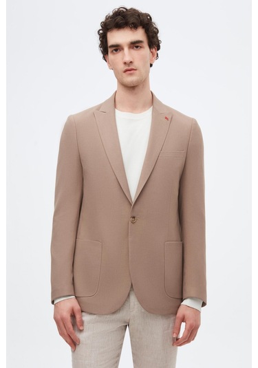 Twn Slim Fit Vizon Armürlü Uçan Blazer Kumaş Ceket 4ef04zb024092 Vizon