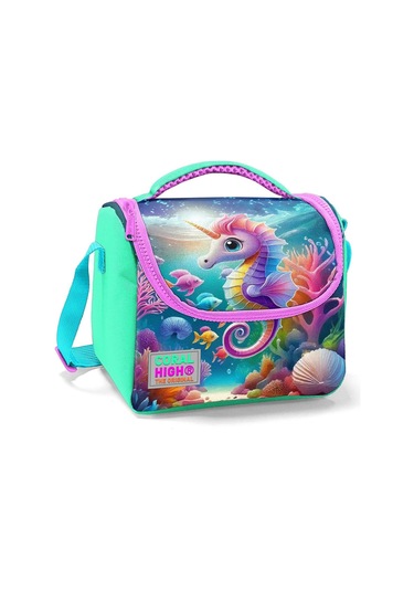 Coral High İlkokul Kız Çocuk Okul Beslenme Çantası, Su Yeşili Denizatı, Termoslu Isı Yalıtımlı Çok Renkli