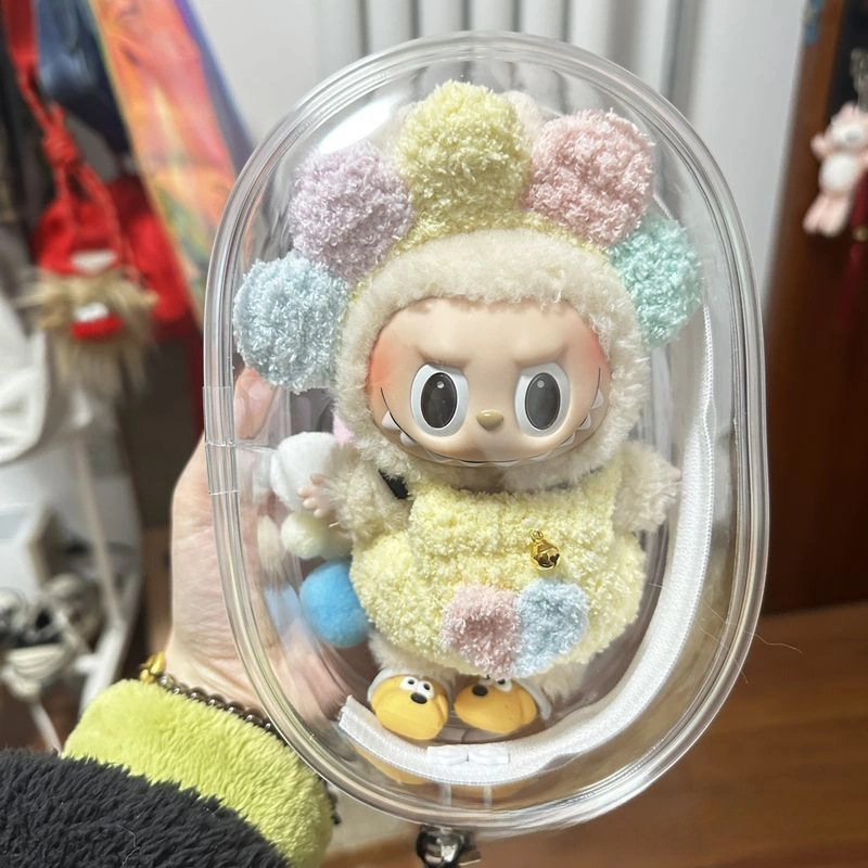 Konesam Labubu Bebek Çantası: 10-15cm Pelüş Oyuncaklar İçin Taşıma Ve Korumalı Depo Çantası, Toz Ve Güneşten Koruma Şeffaf