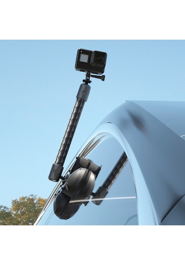 Araç Telefonu Dağı Uzatma Kolu Çift Mafsallı Döner Ayar Karbon Fiber Braketi Biyel, Model: 20mm Top Kafa İçin 140mm