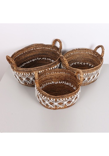 Ürgüp 50x40x35 Cm. Doğal Abaka El Yapımı Oval Sepet Xl Bej