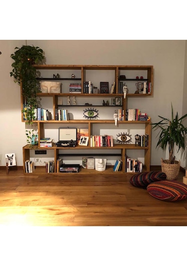 Woodesk Yonca Masif Ağaç Tik Renk 200x200 Kitaplık Cpt6004-200 Woodesk Yonca Masif Ağaç Tik Renk 200x200 Kitaplık Cpt6004-200