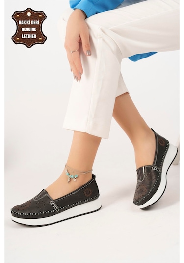 Elit Mn85l21c Kadın Hakiki Deri Espadril Siyah Siyah